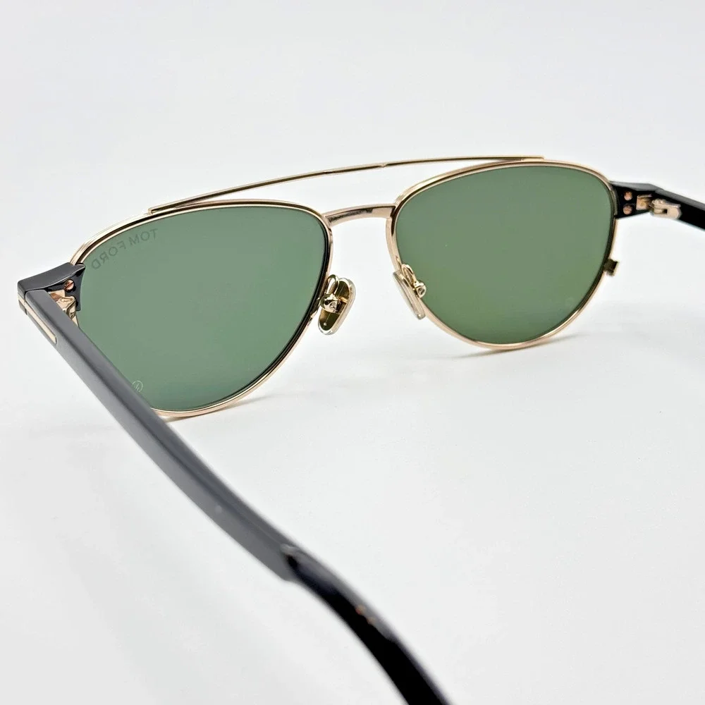 Tom Ford Sunglasses Anthony-02 TF1361 28N Gold Pilot Frame Green Glass Lens 55mm